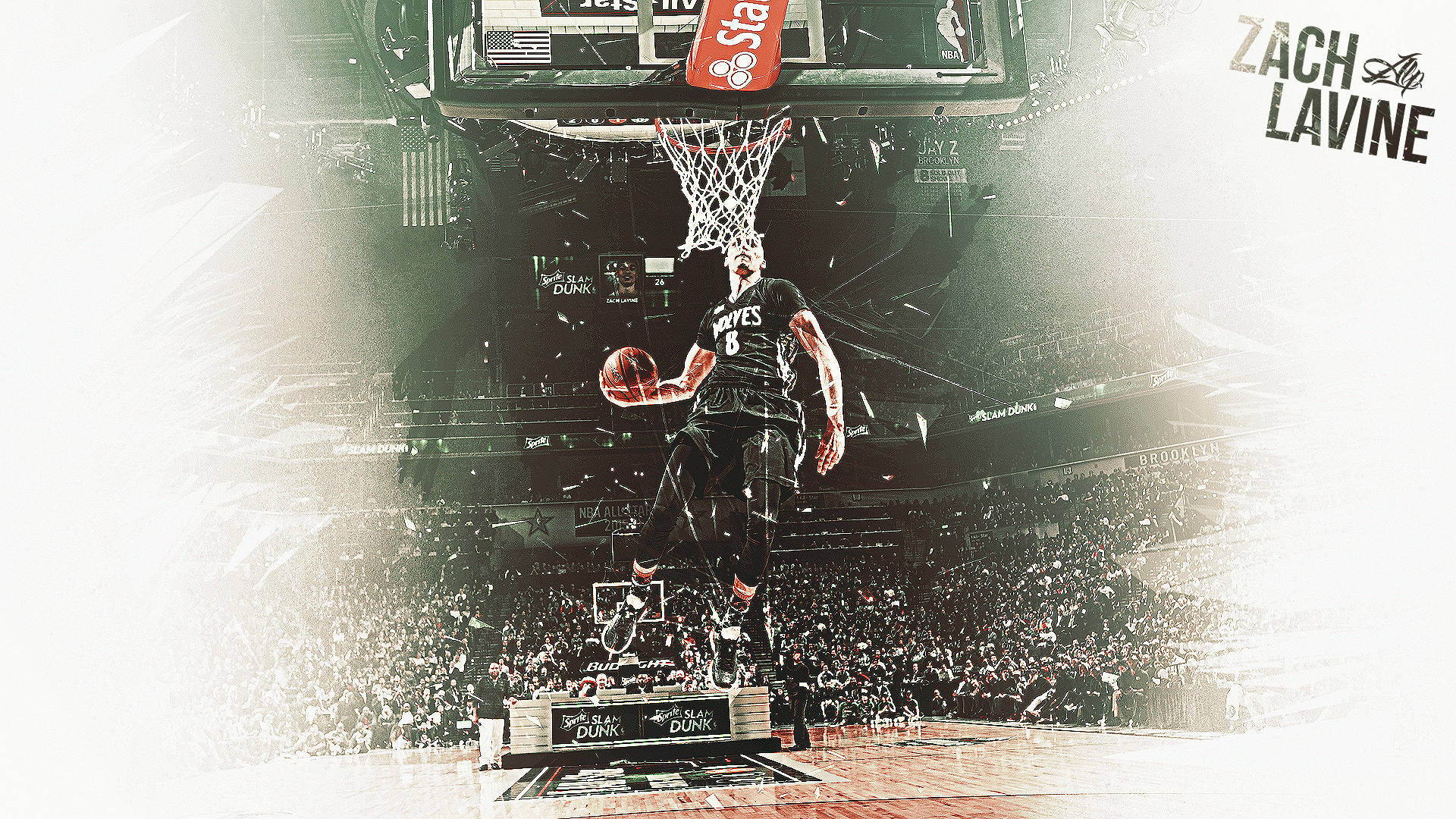 Zach Lavine, 2023 NBA Slam Dunk Contest, dramatic dunk, Full HD Desktop Wallpaper