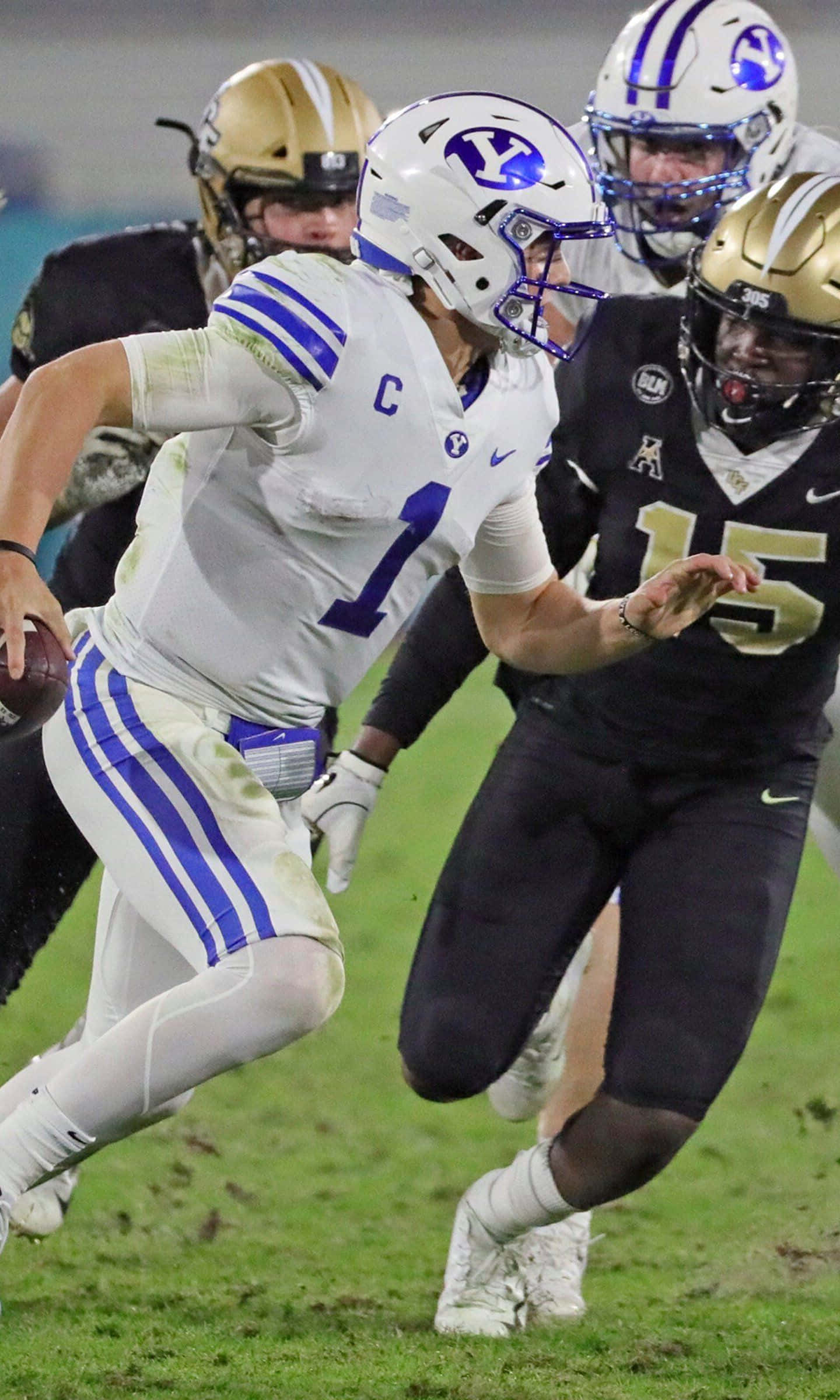 Zach Wilson, white and blue uniform, black and gold, Full HD Phone Wallpaper