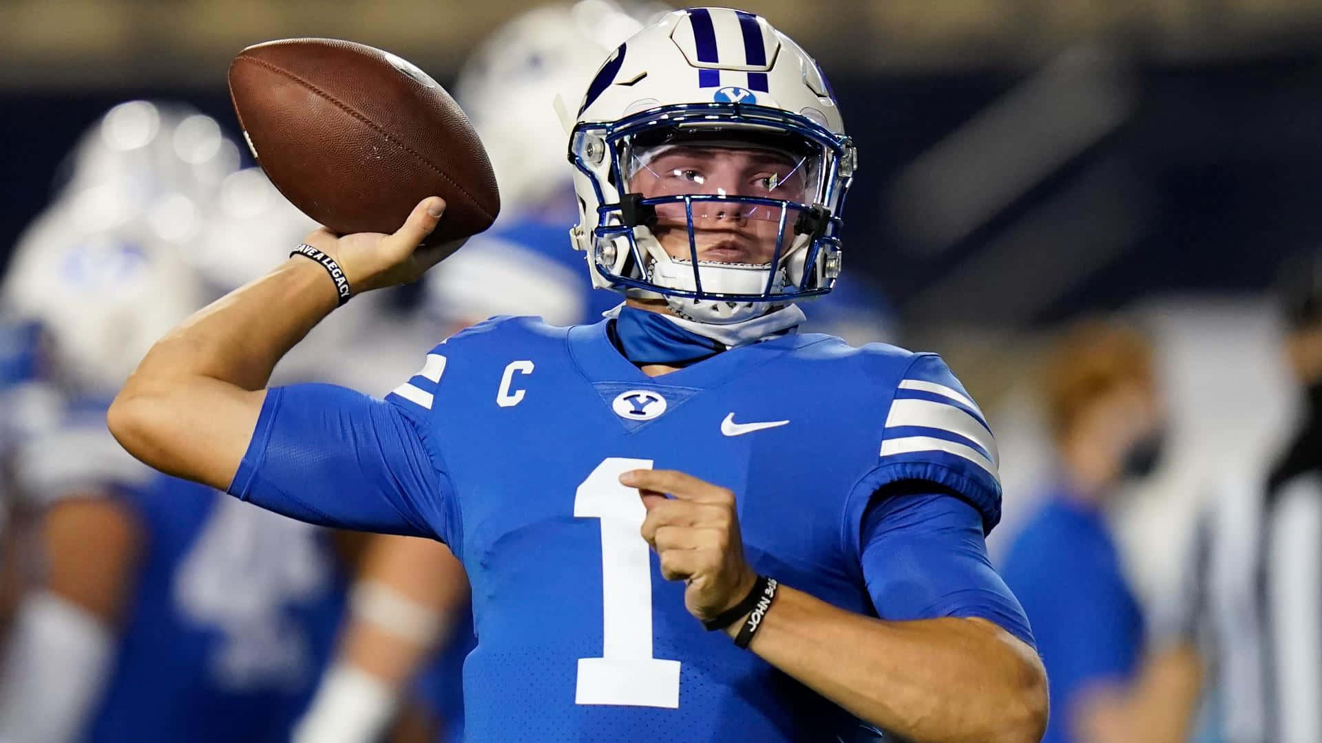 Zach Wilson, blue jersey, number one, Full HD Desktop Wallpaper