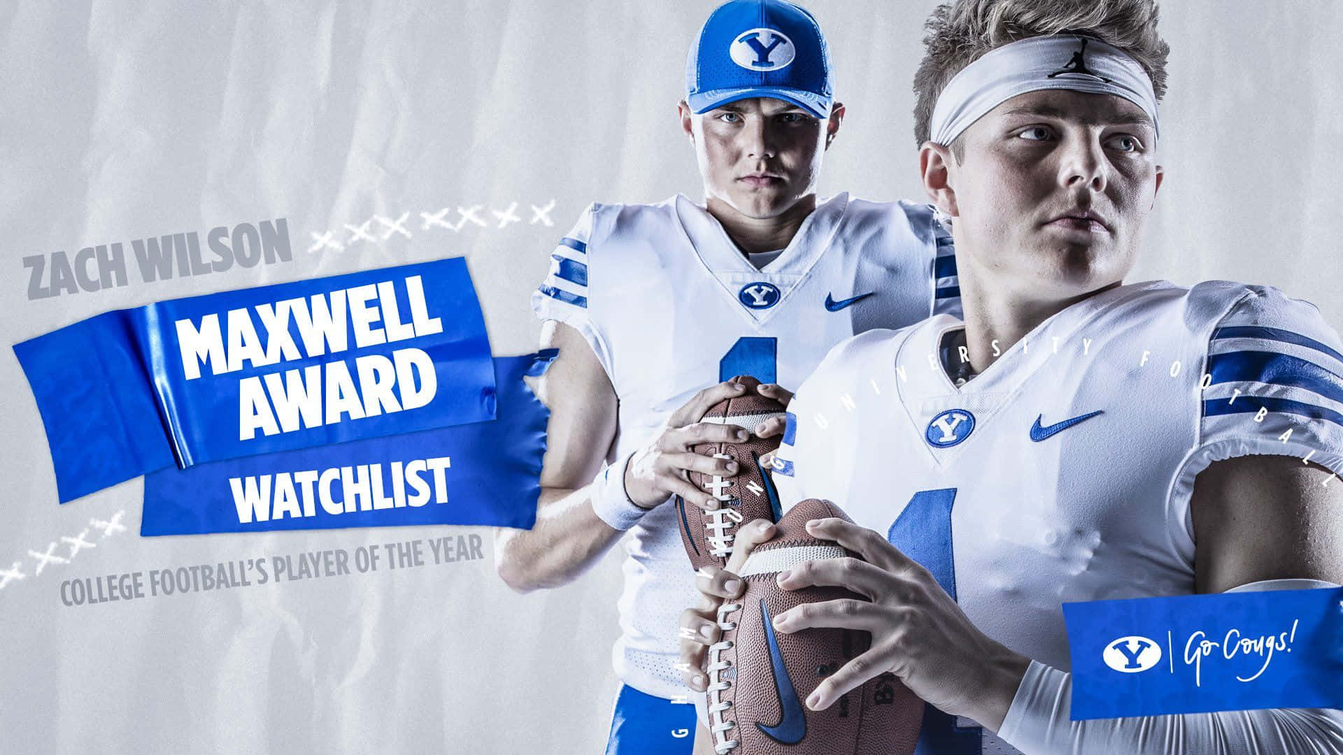 Zach Wilson, college football players, white and blue uniforms, Full HD Desktop Wallpaper