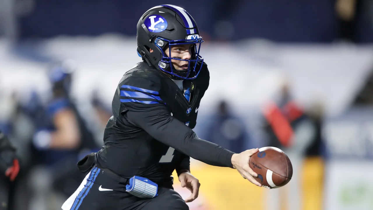 Zach Wilson, football quarterback, black and blue gear, HD Desktop Wallpaper