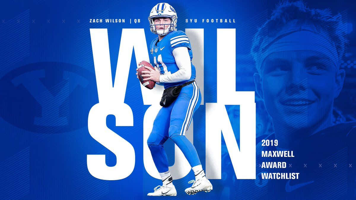 Zach Wilson, blue BYU uniform, football, SD Desktop Wallpaper