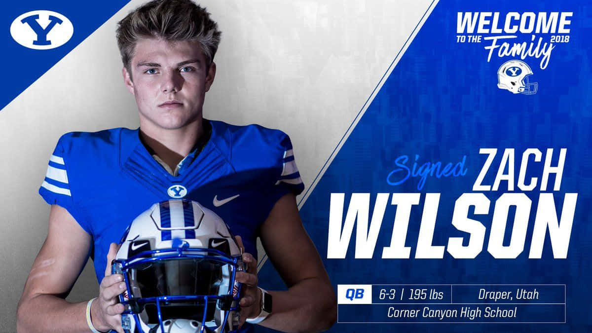 Zach Wilson, blue uniform, helmet, SD Desktop Wallpaper