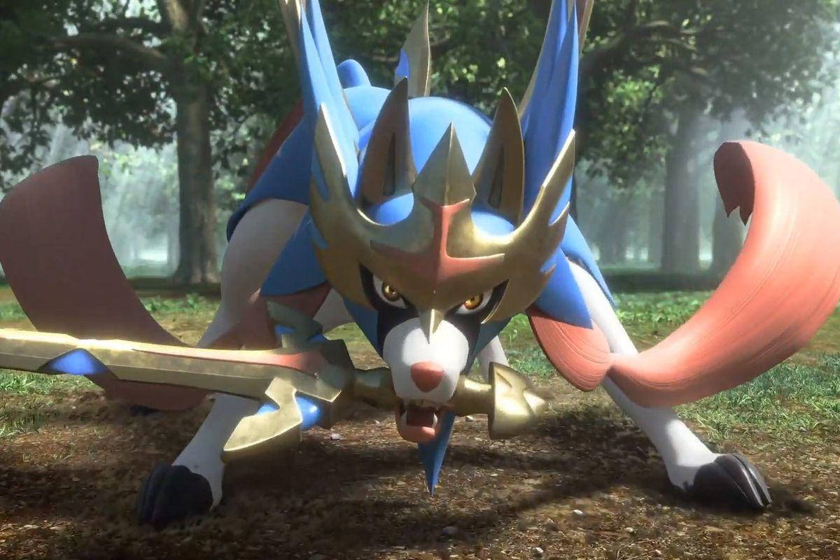 Zacian, blue, gold, SD Desktop Wallpaper