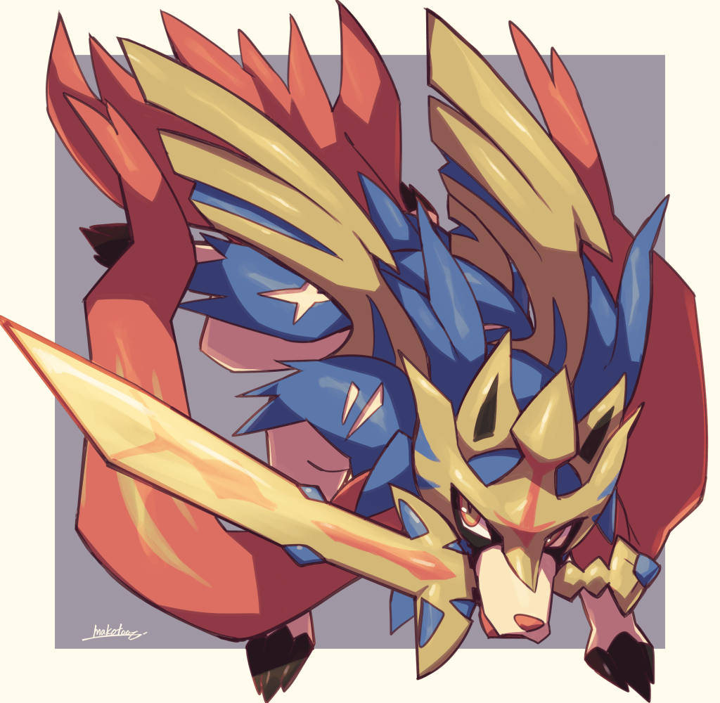 Zacian, sword, glowing sword, SD Desktop Wallpaper