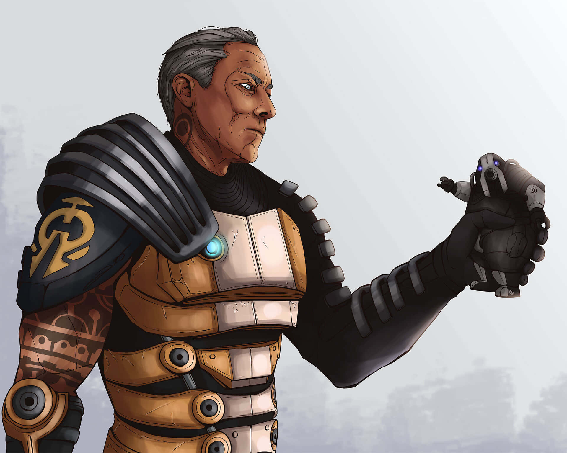 Zaeed Massani, gray hair, armored warrior, Full HD Desktop Wallpaper