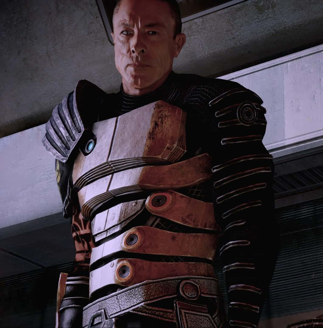 Zaeed Massani, futuristic armor, dim industrial setting, SD Phone Wallpaper