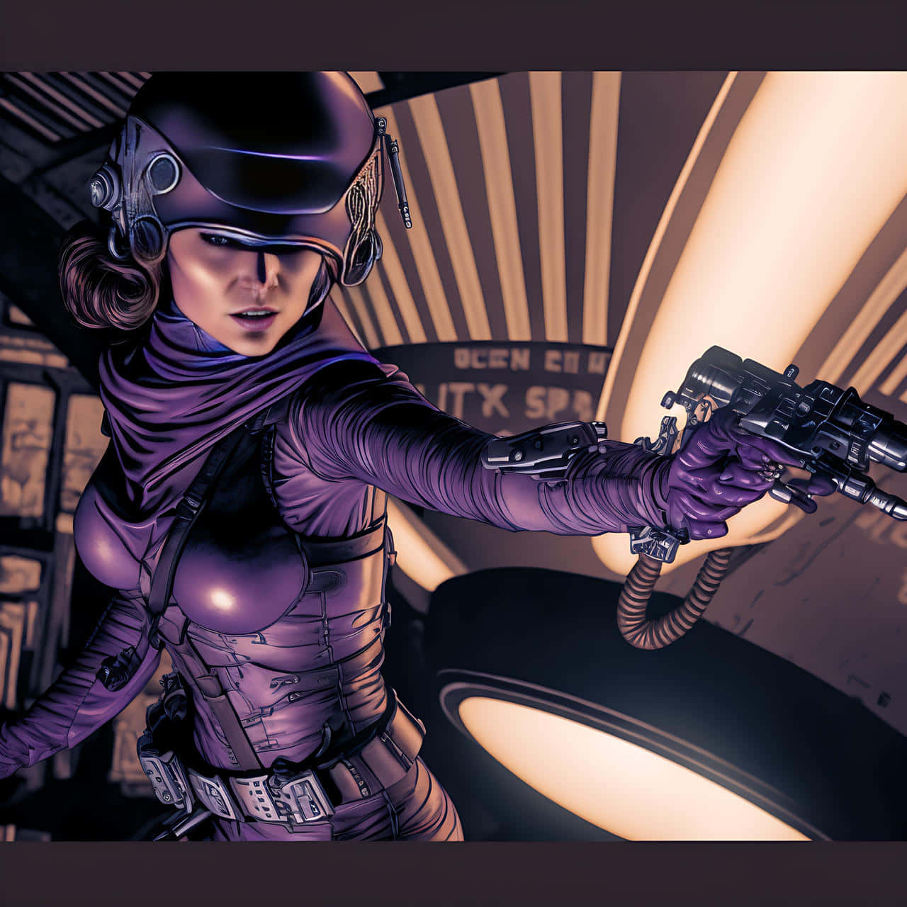 Zam Wesell, purple armor, futuristic weapon, HD Desktop Wallpaper