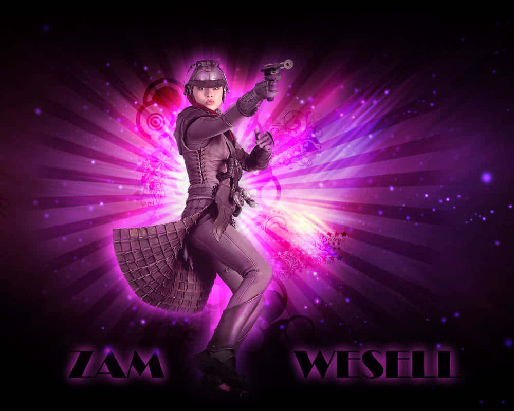 Zam Wesell, futuristic armor, glowing weapon, SD Desktop Wallpaper