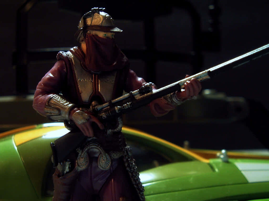Zam Wesell, ornate armor, rifle, SD Desktop Wallpaper