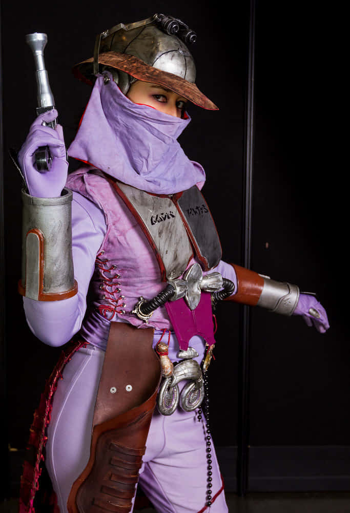 Zam Wesell, purple and brown sci-fi outfit, blaster, SD Phone Wallpaper