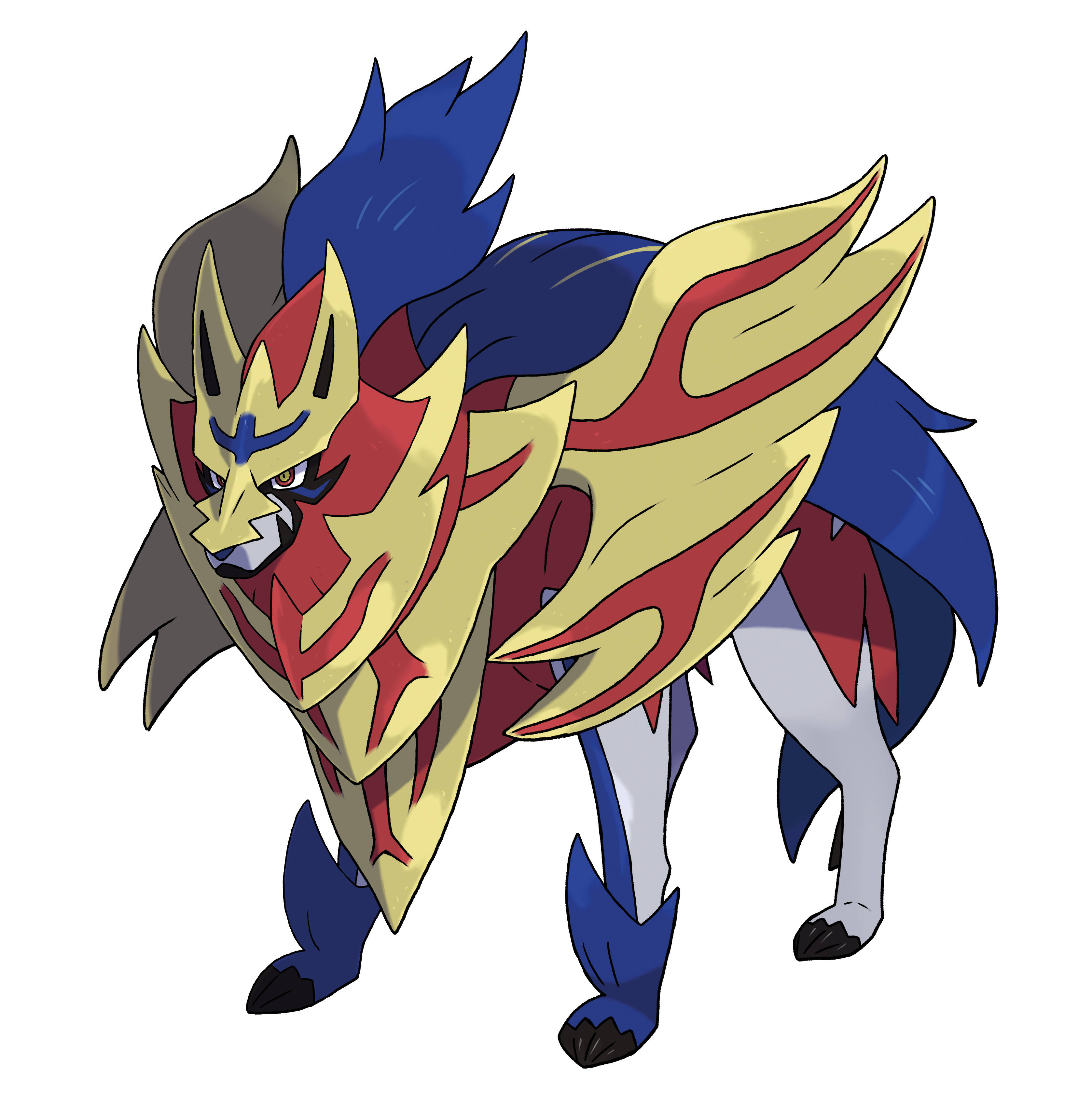 Zamazenta, blue fur, red markings, 2K Phone Wallpaper