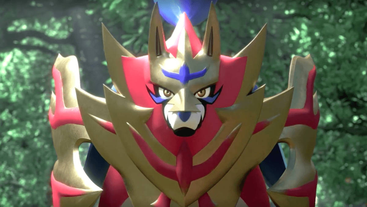 Zamazenta, red and gold, anime-style, SD Desktop Wallpaper