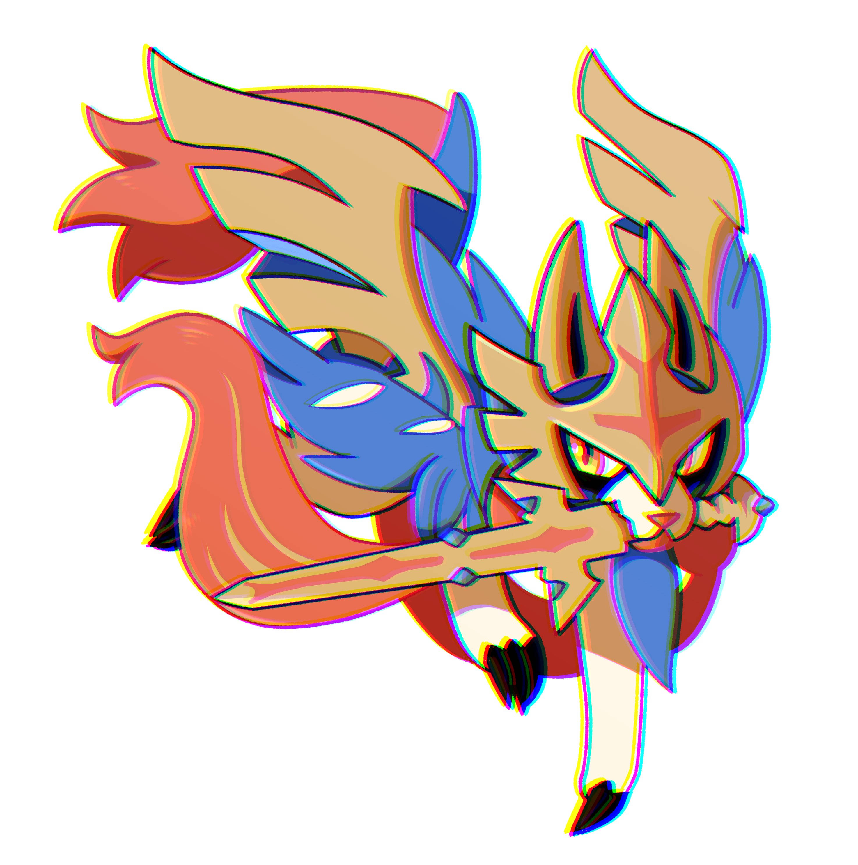 Zamazenta, sword, fiery orange fur, 2K Phone Wallpaper