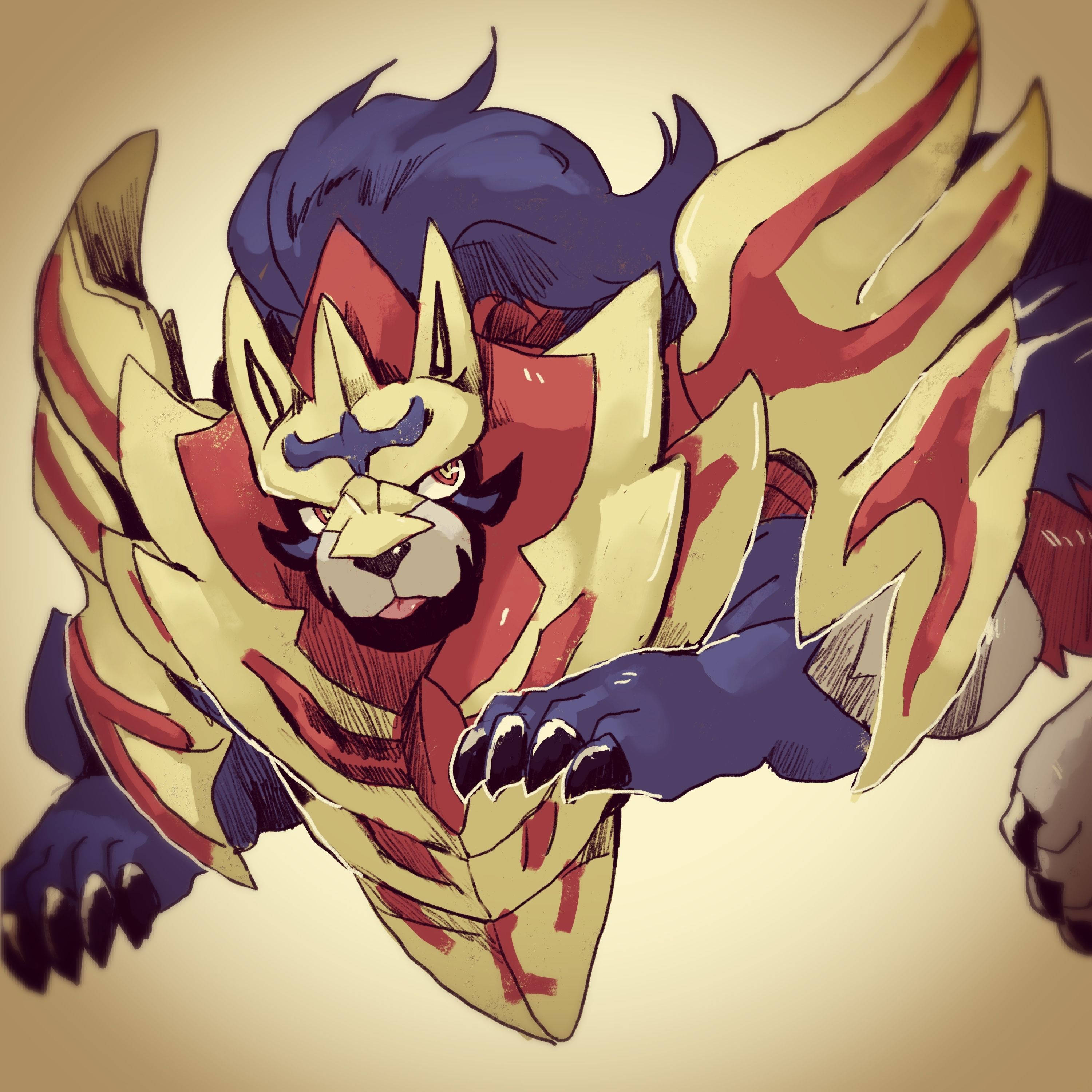 Zamazenta, anime-style, lion-like creature, 2K Desktop Wallpaper