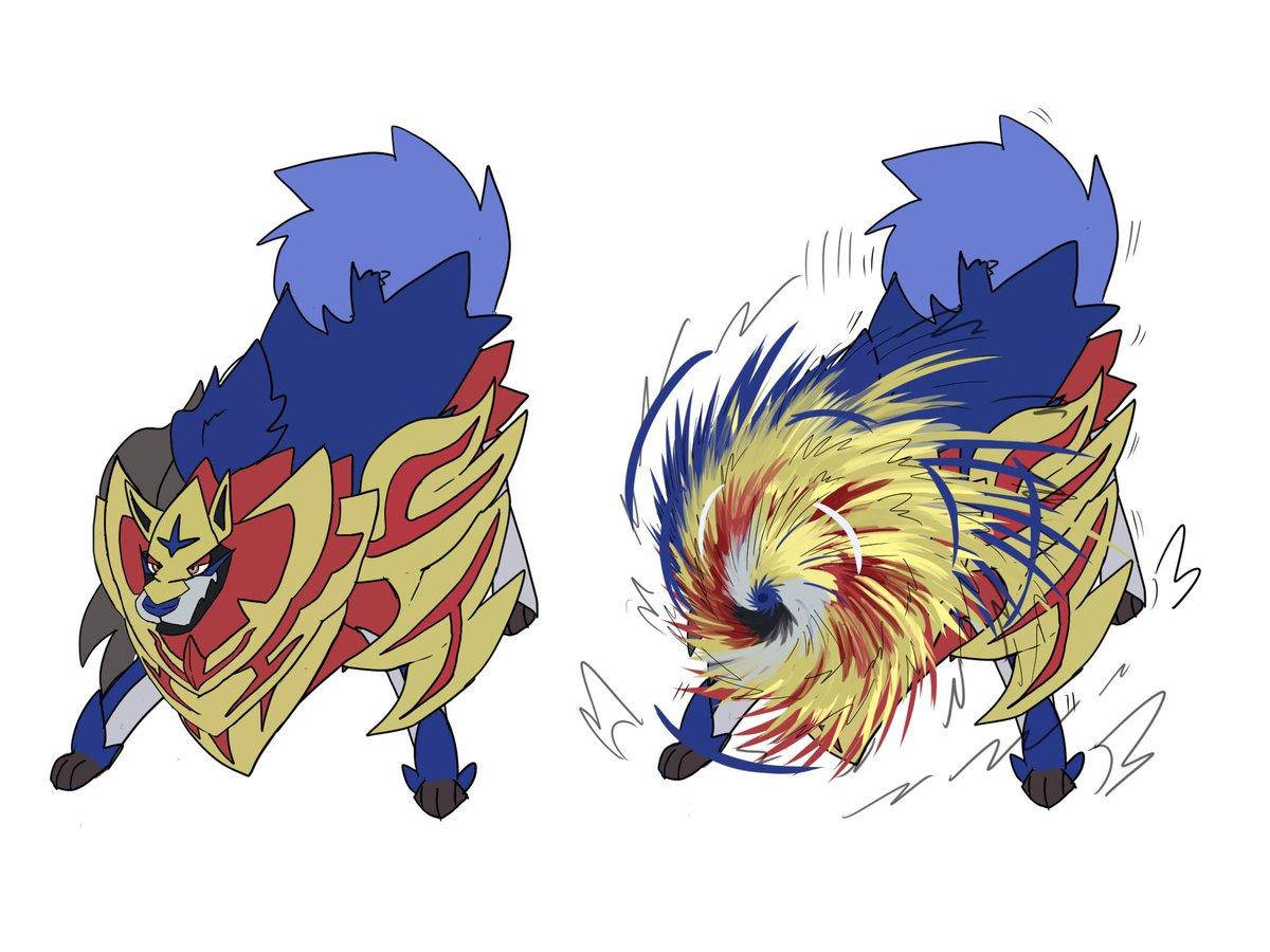 Zamazenta, blue fur, golden red armor, SD Desktop Wallpaper