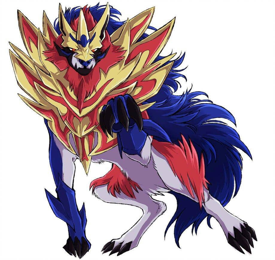 Zamazenta, golden red armor, blue fur, SD Desktop Wallpaper