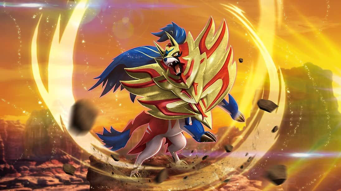 Zamazenta, golden and blue, mythical beast, SD Desktop Wallpaper