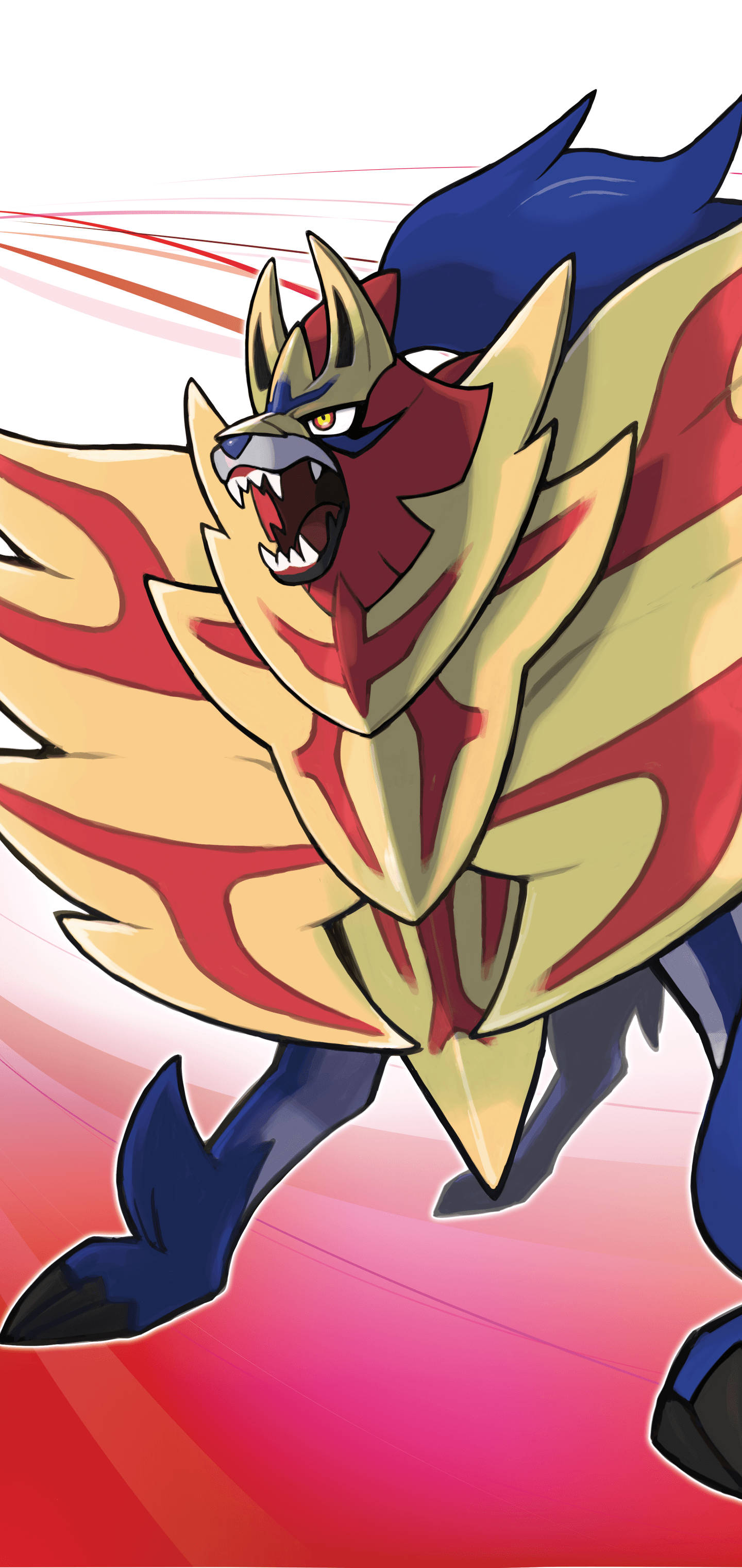 Zamazenta, red background, gradient pink and red background, 2K Phone Wallpaper