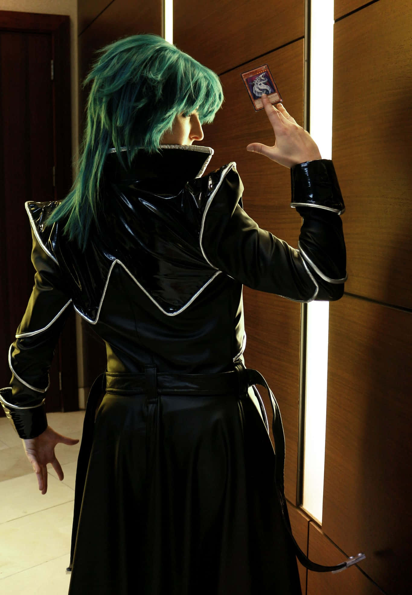 Zane Truesdale, teal hair, black glossy coat, Full HD Phone Wallpaper