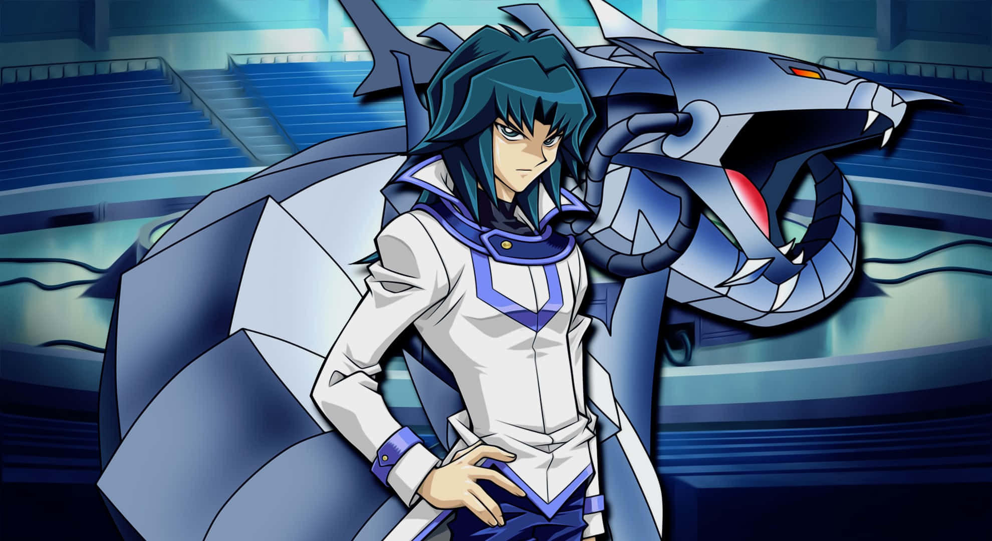 Zane Truesdale, mechanical dragon, futuristic arena, Full HD Desktop Wallpaper