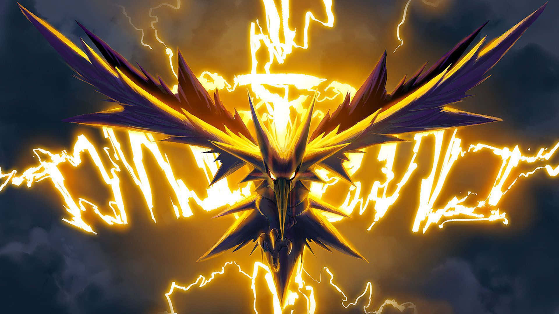 Zapdos, purple, gold, Full HD Desktop Wallpaper