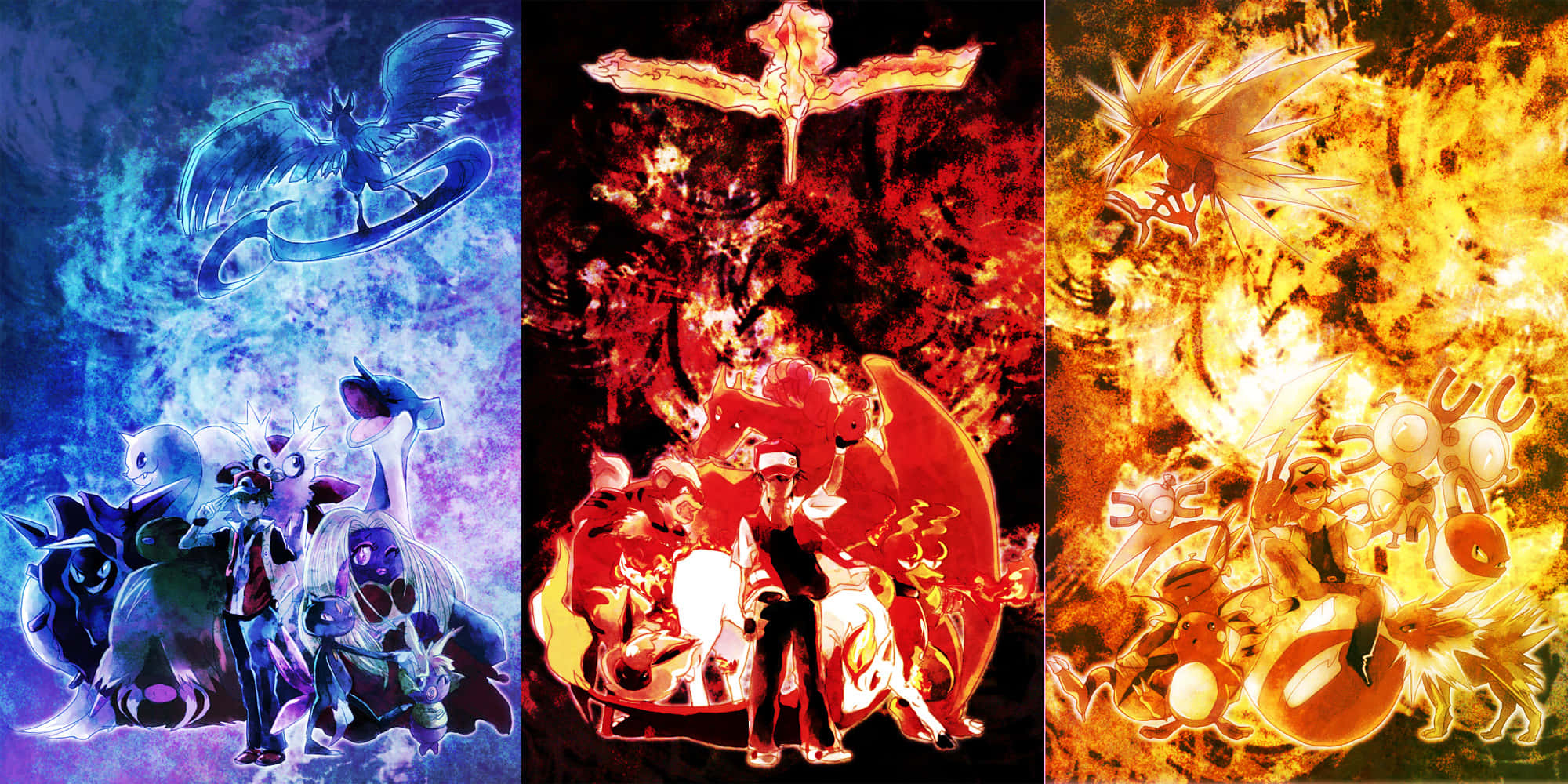 Zapdos, anime panels, cosmic blue, Full HD Desktop Wallpaper