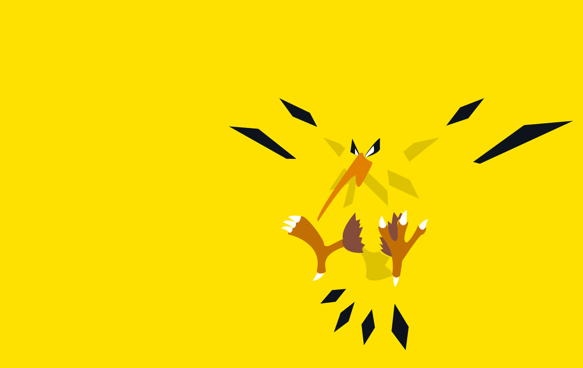 Zapdos, yellow background, minimalist, HD Desktop Wallpaper