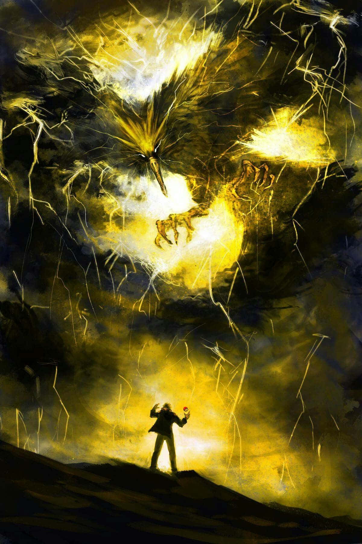 Zapdos, glowing yellow, colossal, HD Phone Wallpaper
