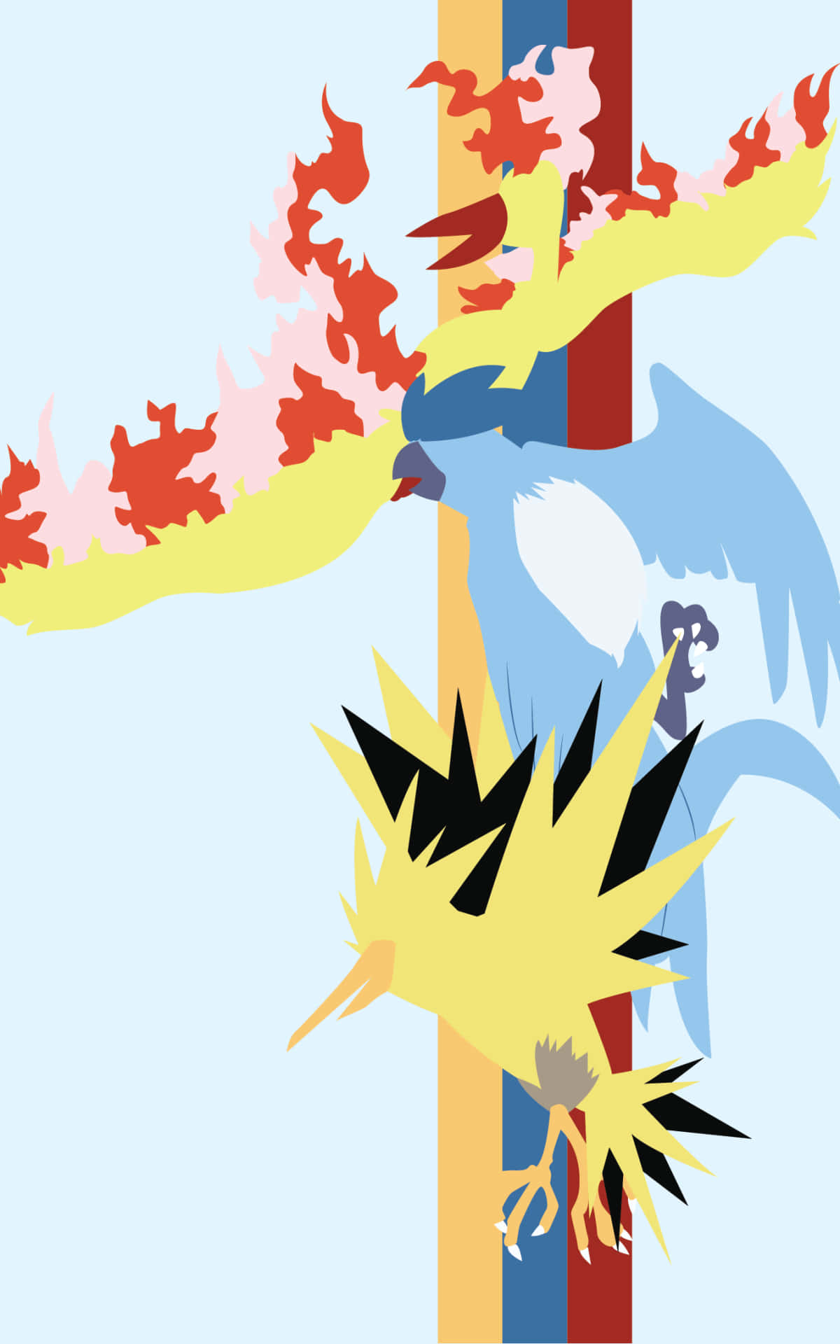 Zapdos, striped background, bold primary colors, Full HD Phone Wallpaper