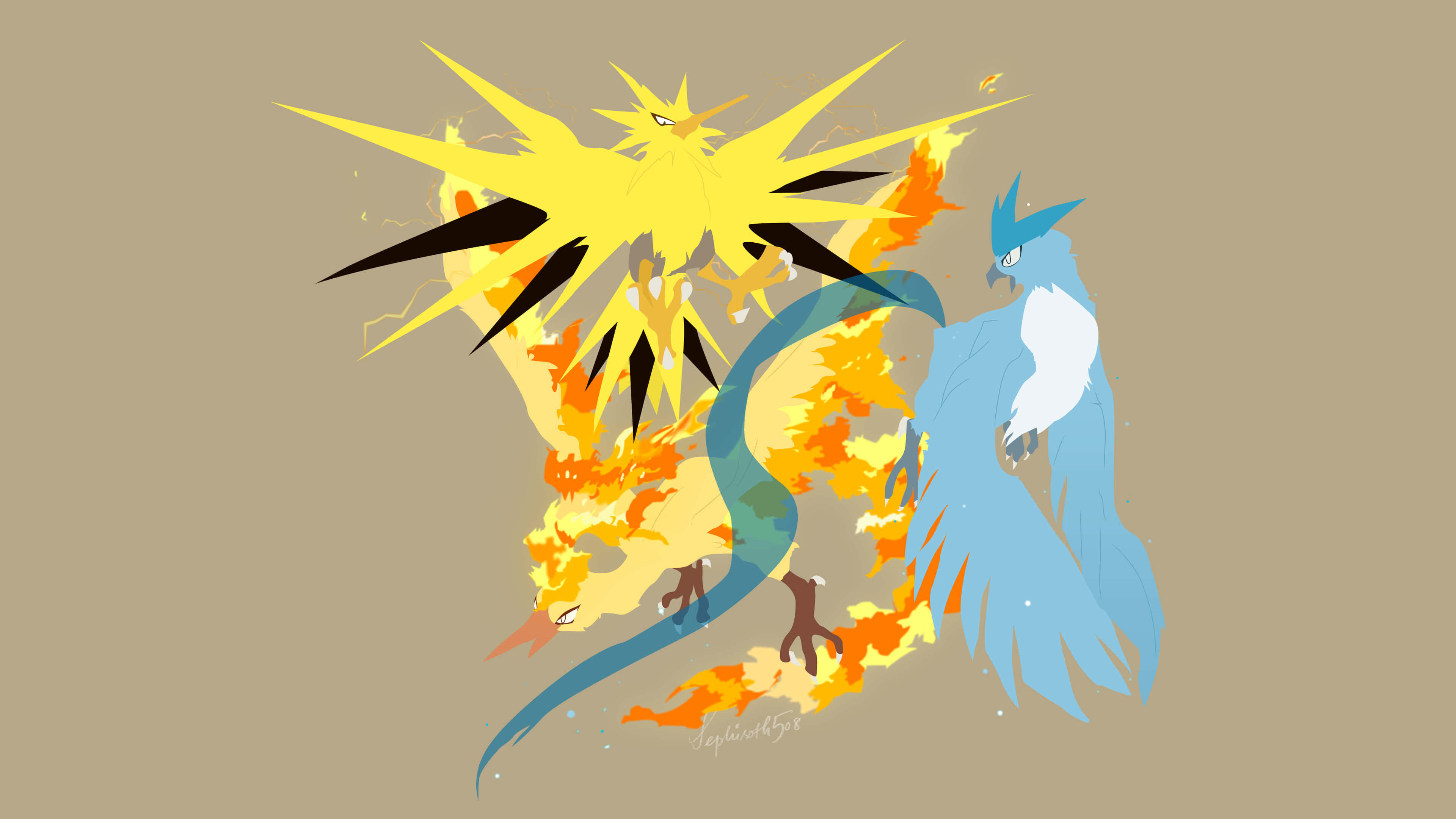 Zapdos, minimalist, blazing yellow, 4K Desktop Wallpaper