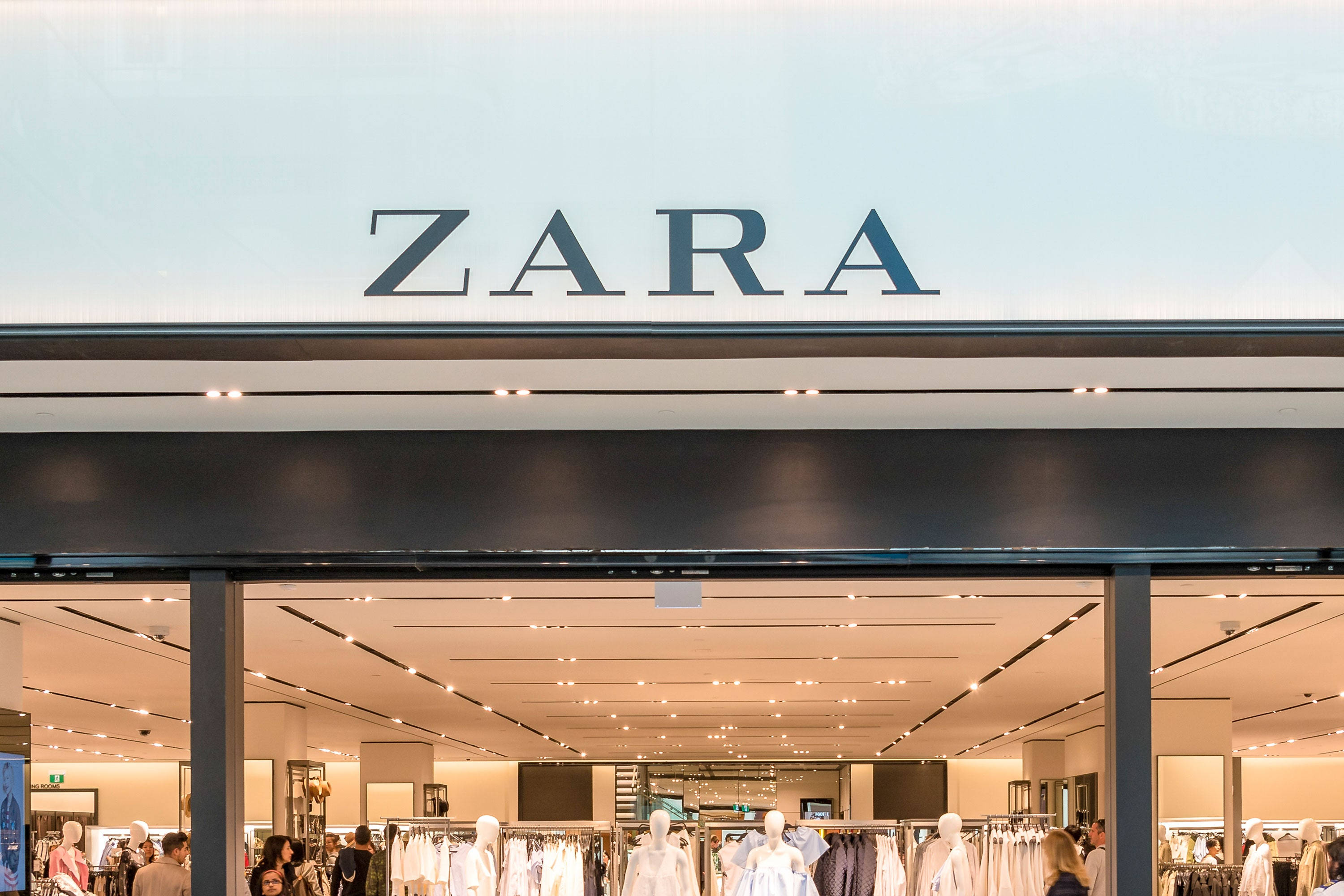 Zara, store entrance, bright interior lighting, 2K Desktop Wallpaper