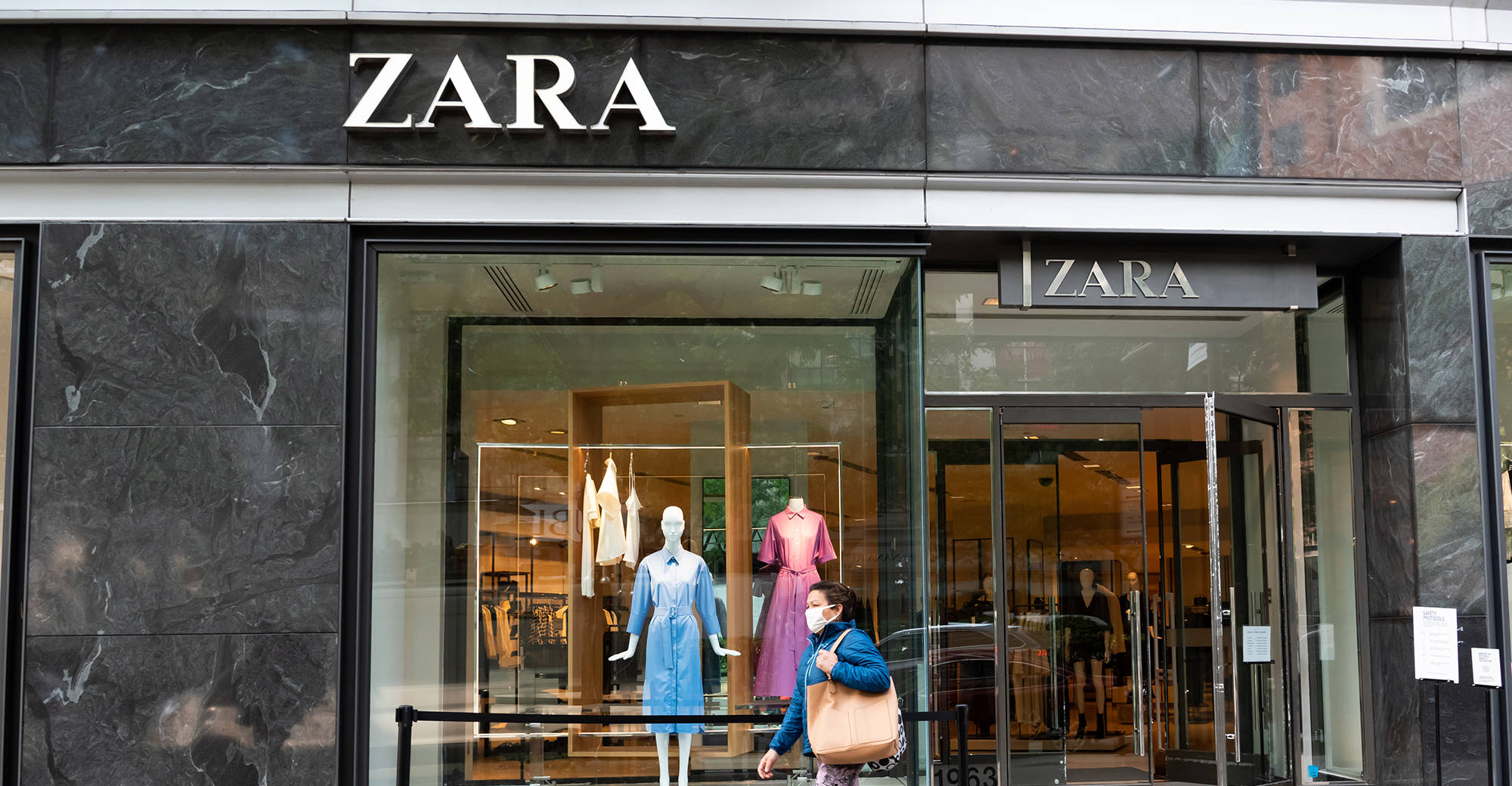 Zara, mannequins, blue and pink dresses, Full HD Desktop Wallpaper