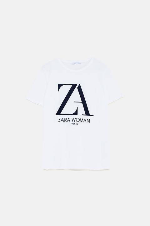 ZARA WOMAN F/W 18, white t-shirt, bold black logo, SD Phone Wallpaper