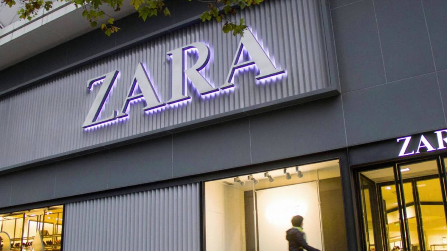 Zara, neon purple signage, gray corrugated panels, HD Desktop Wallpaper