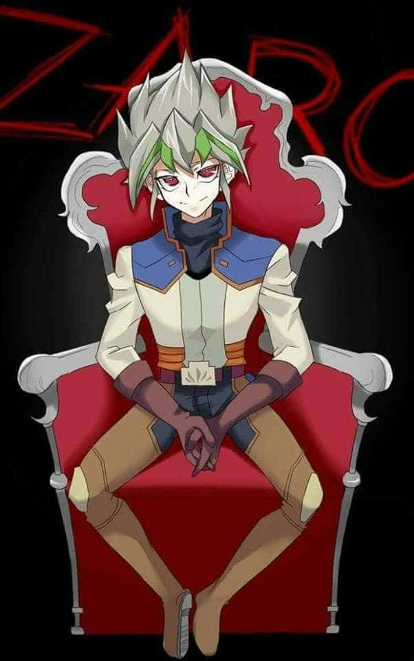 Zarc, spiky-haired anime character, green and white hair, SD Phone Wallpaper