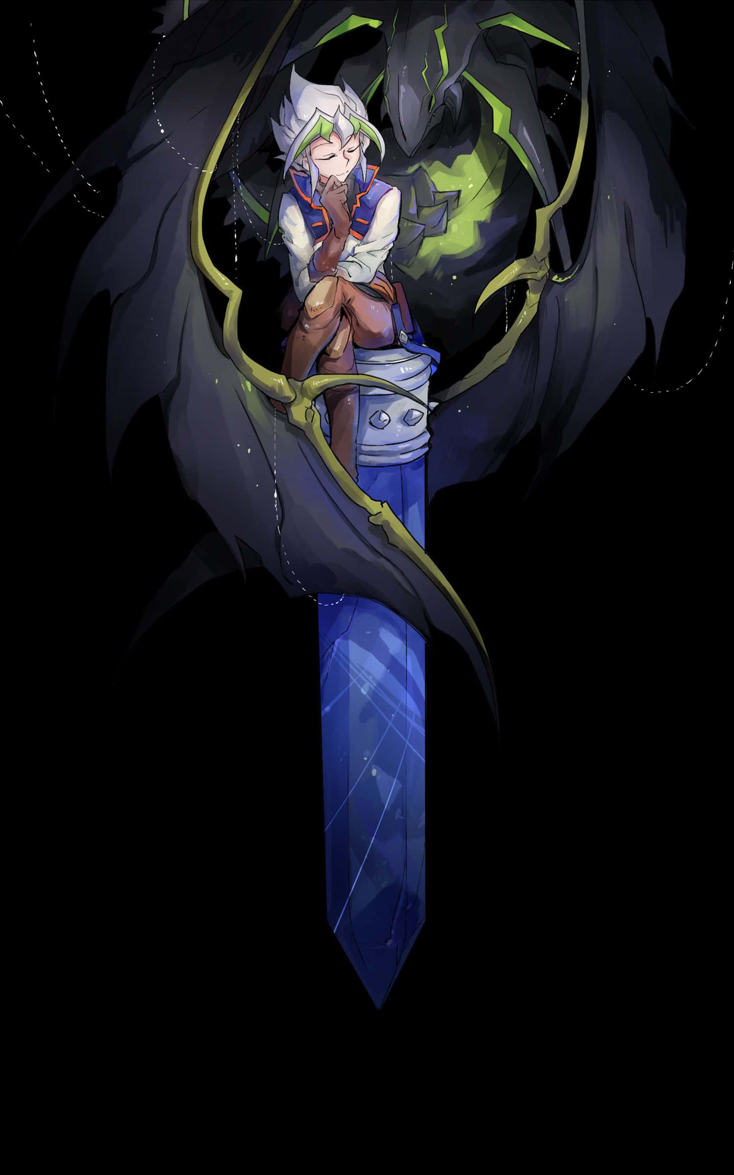 Zarc, white hair, glowing blue sword, Full HD Phone Wallpaper