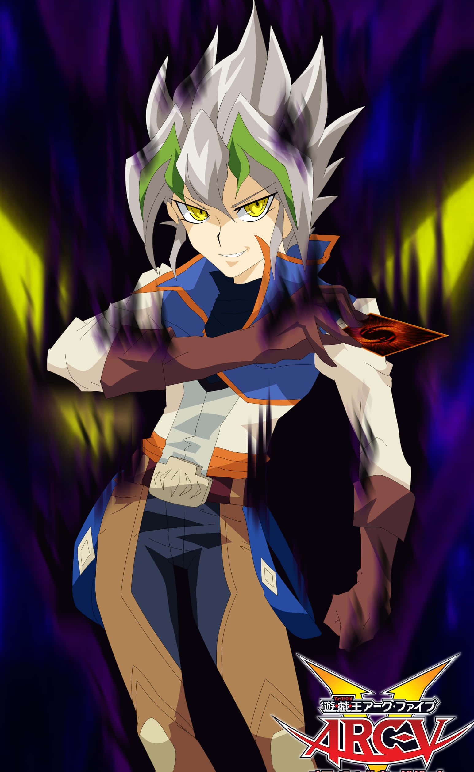Zarc, spiky-haired anime boy, green streaks, Full HD Phone Wallpaper