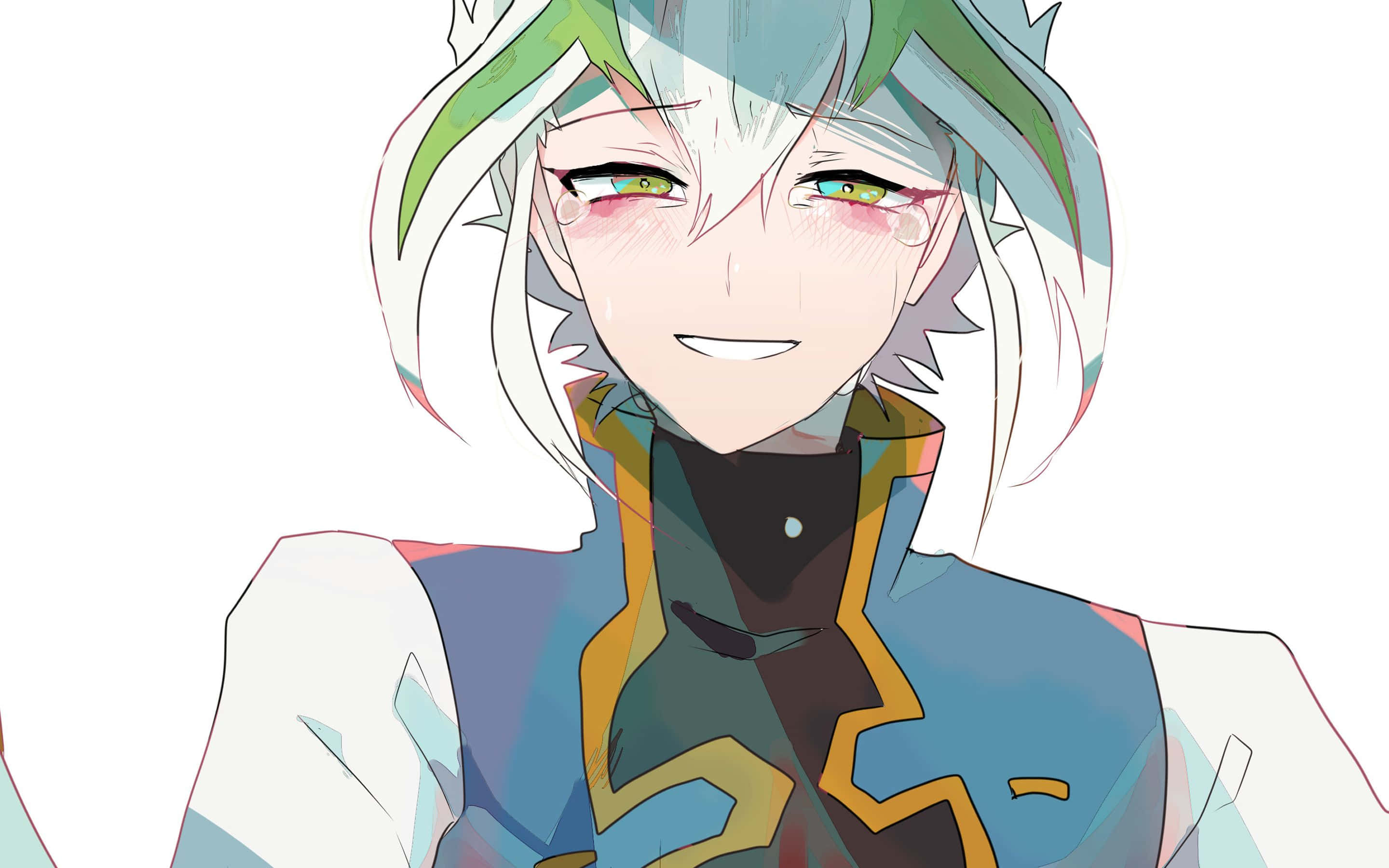 Zarc, green and white hair, colorful eyes, 2K Desktop Wallpaper