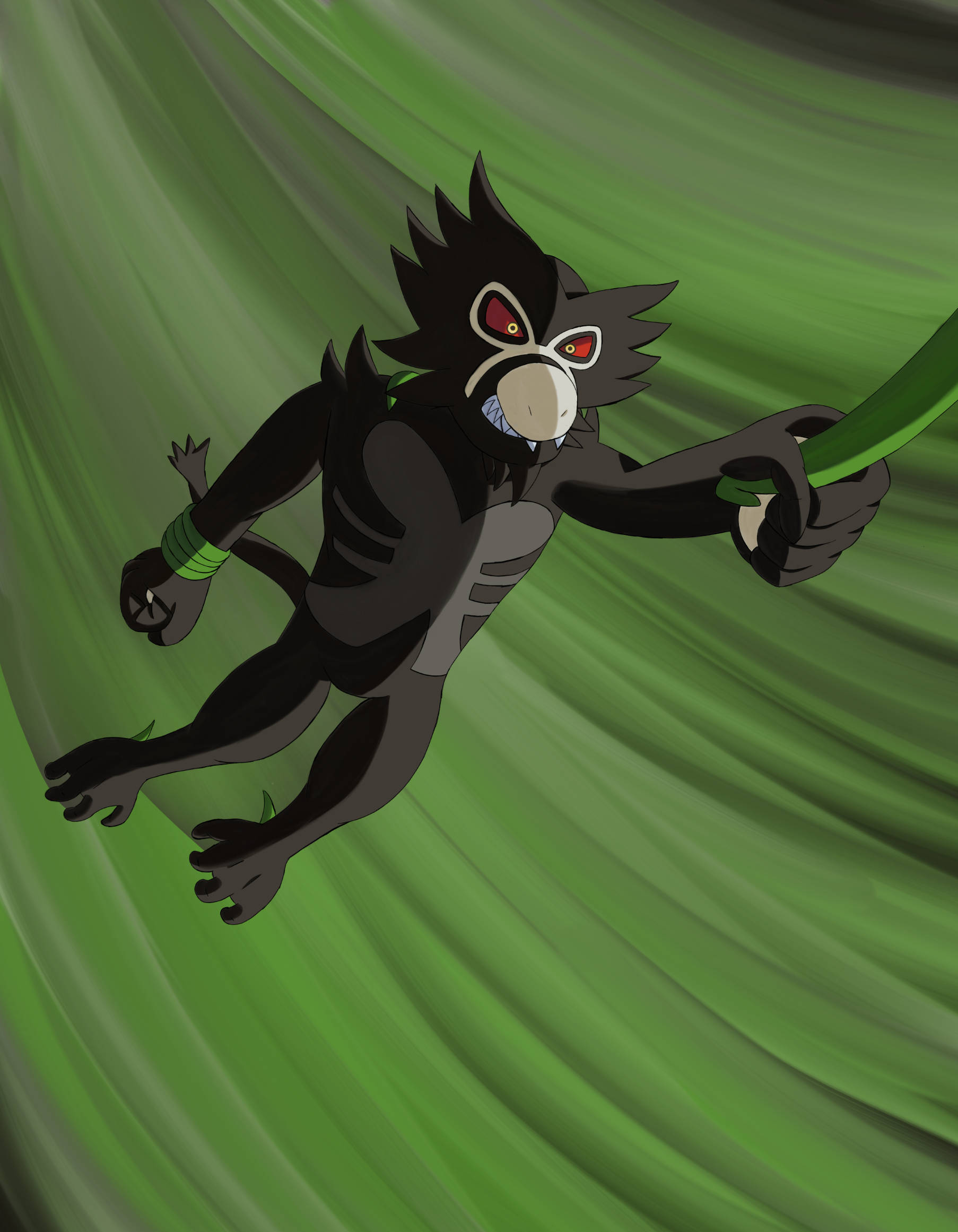 Zarude, black anthropomorphic monkey, red eyes, Full HD Phone Wallpaper