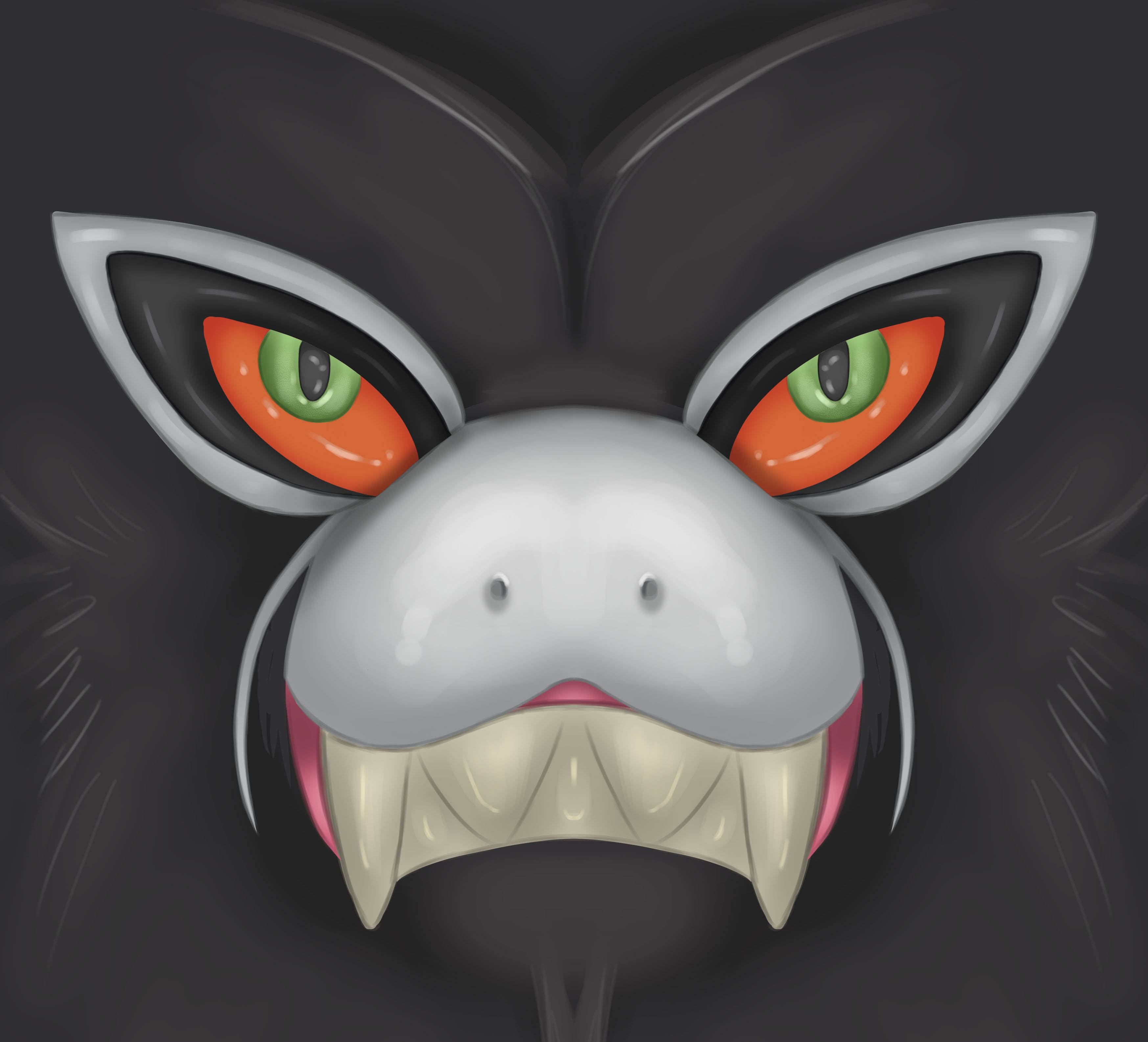 Zarude, glowing green eyes, orange irises, 2K Desktop Wallpaper