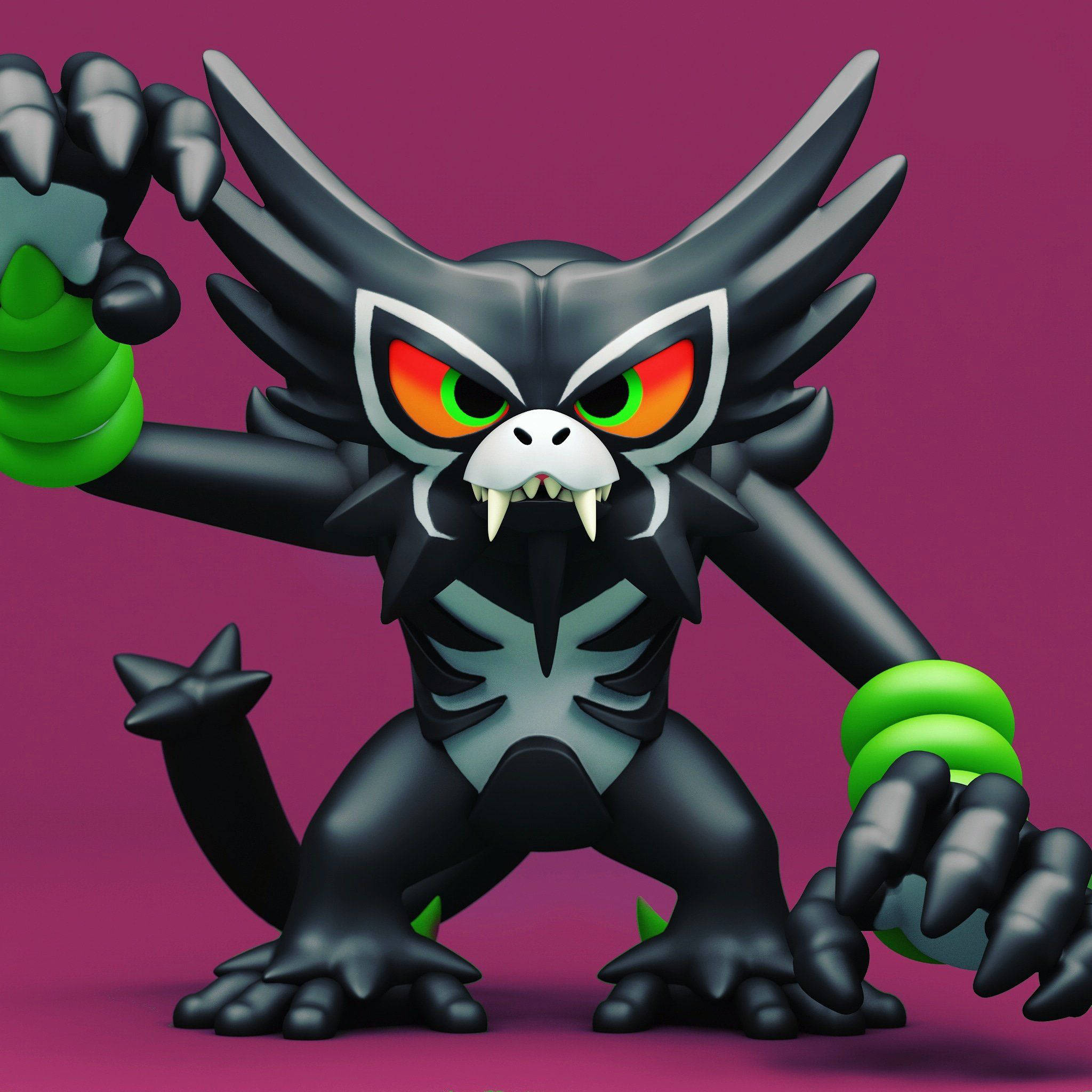 Zarude, magenta-purple background, black feline creature, Full HD Desktop Wallpaper