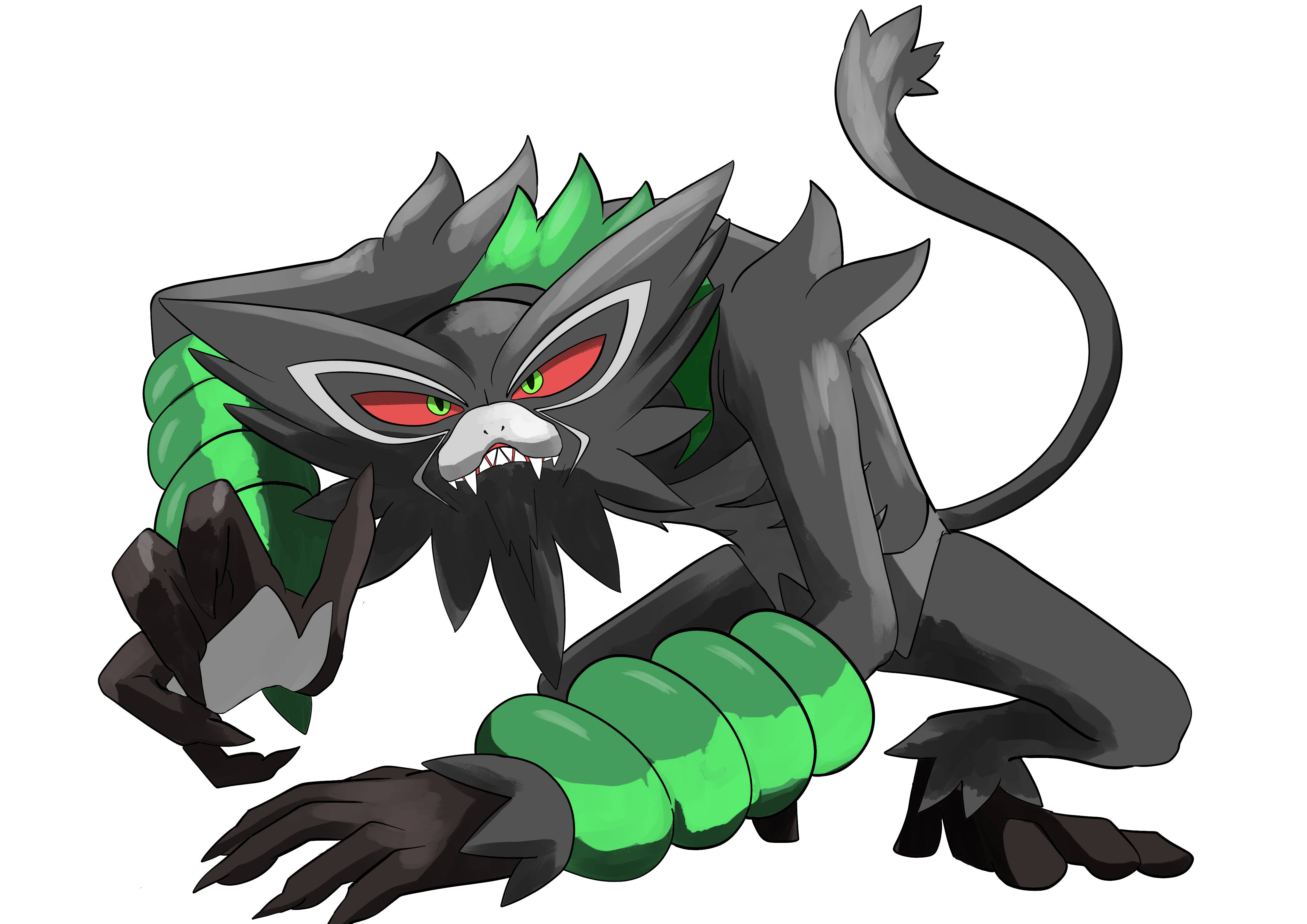 Zarude, dark gray, green, 4K Desktop Wallpaper