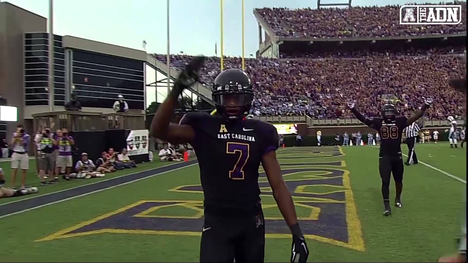 Zay Jones, East Carolina football players, black uniforms, Full HD Desktop Wallpaper