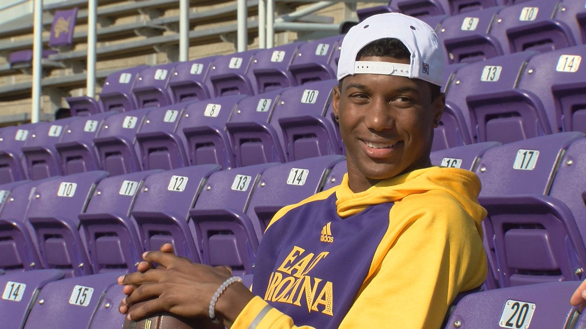 Zay Jones, ECU hoodie, purple and gold, Full HD Desktop Wallpaper