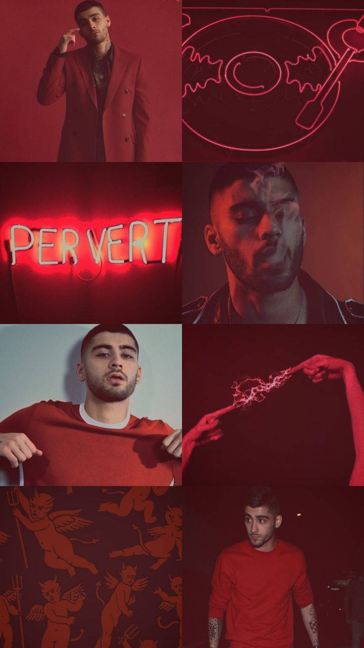 Zayn Malik, red tones, neon signs, HD Phone Wallpaper