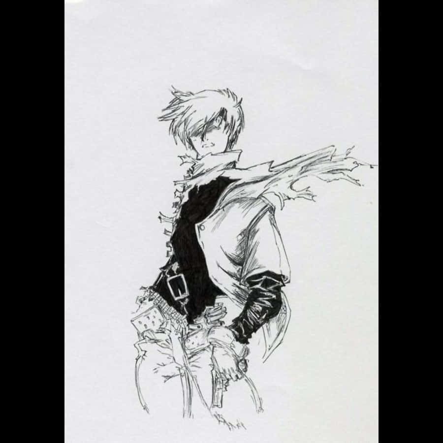 Zazie The Beast, anime-style sketch, young man, SD Desktop Wallpaper