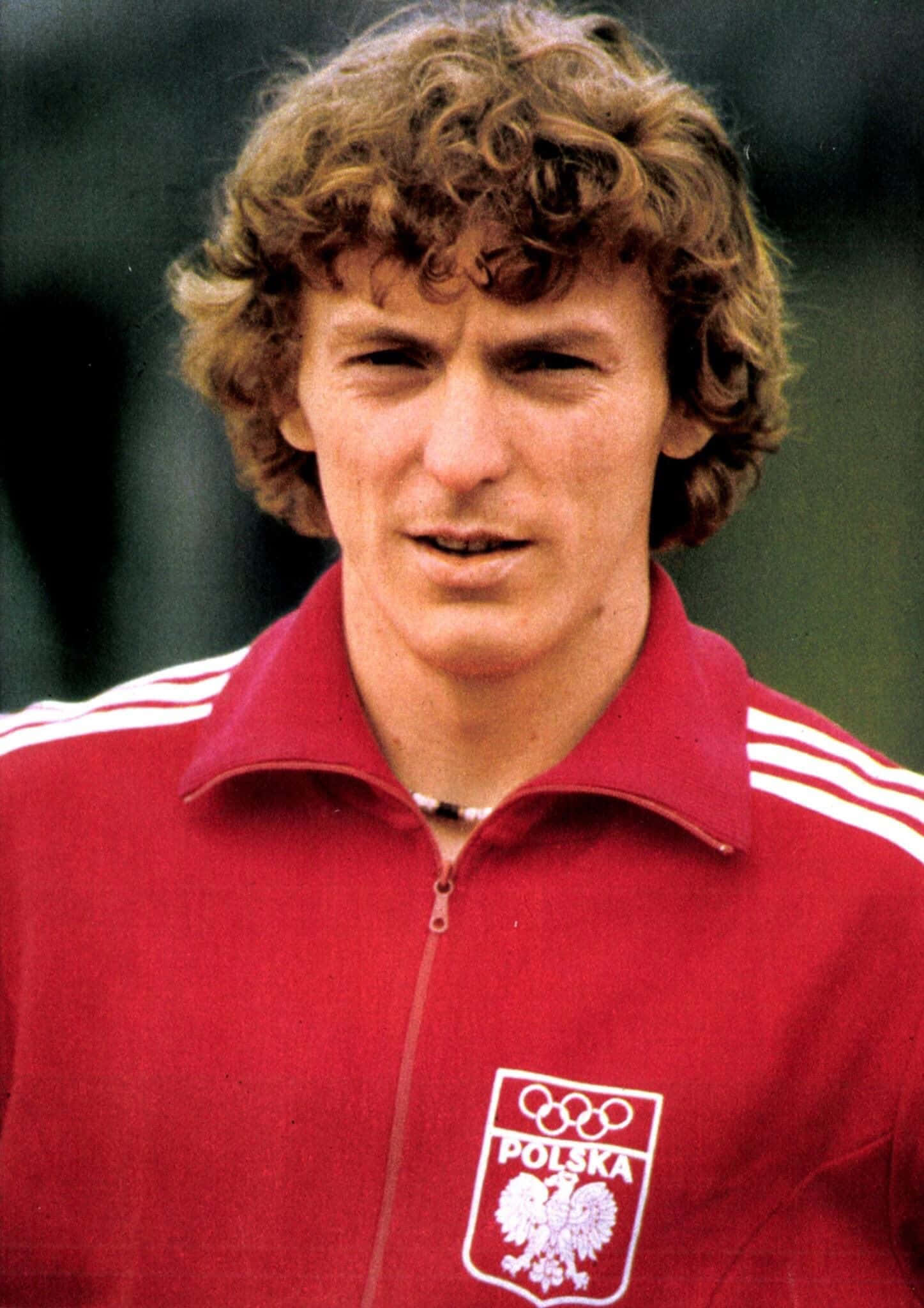 Zbigniew Boniek, red Poland Olympic track jacket, white stripes, Full HD Phone Wallpaper
