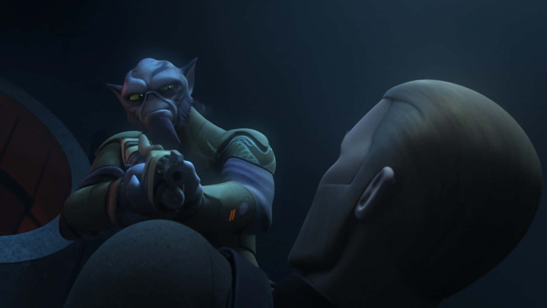 Zeb Orrelios, blue-skinned alien, glowing eyes, Full HD Desktop Wallpaper