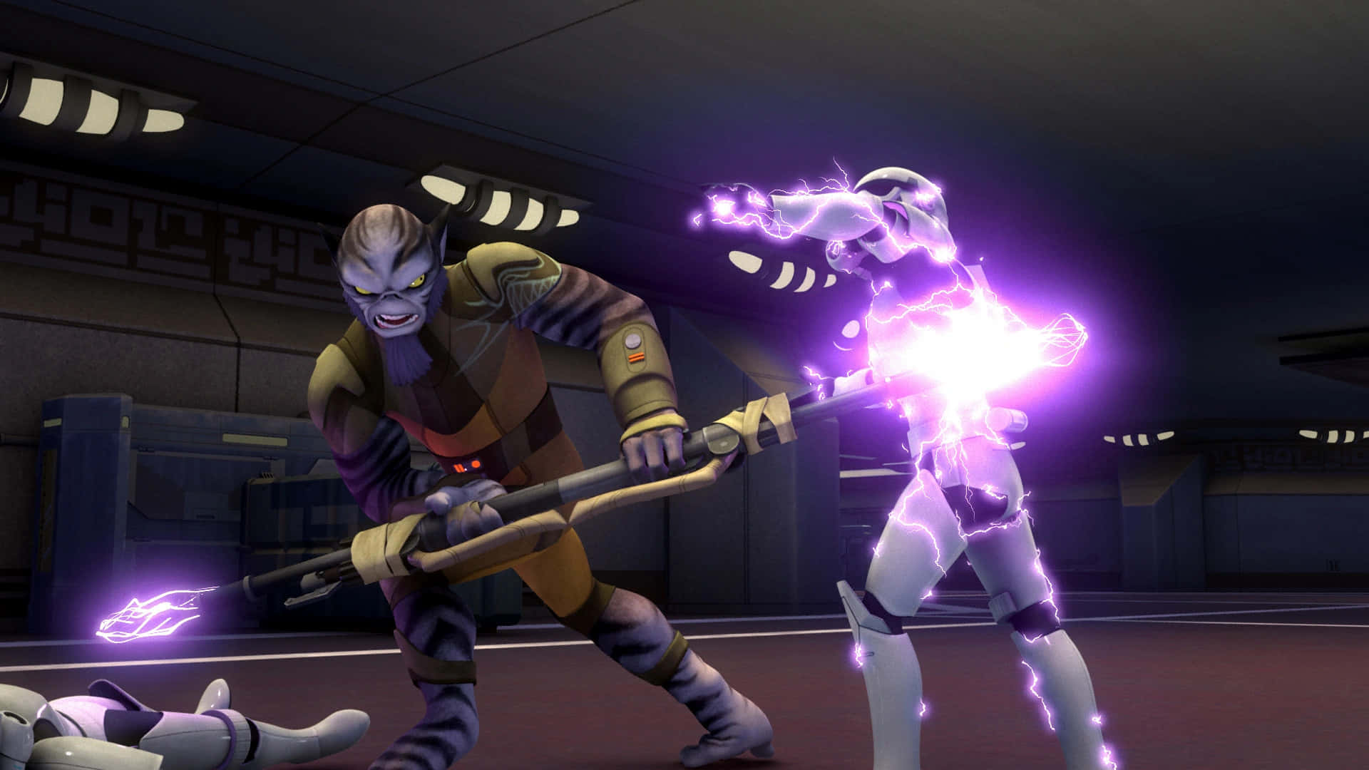 Zeb Orrelios, purple-skinned, glowing eyes, Full HD Desktop Wallpaper